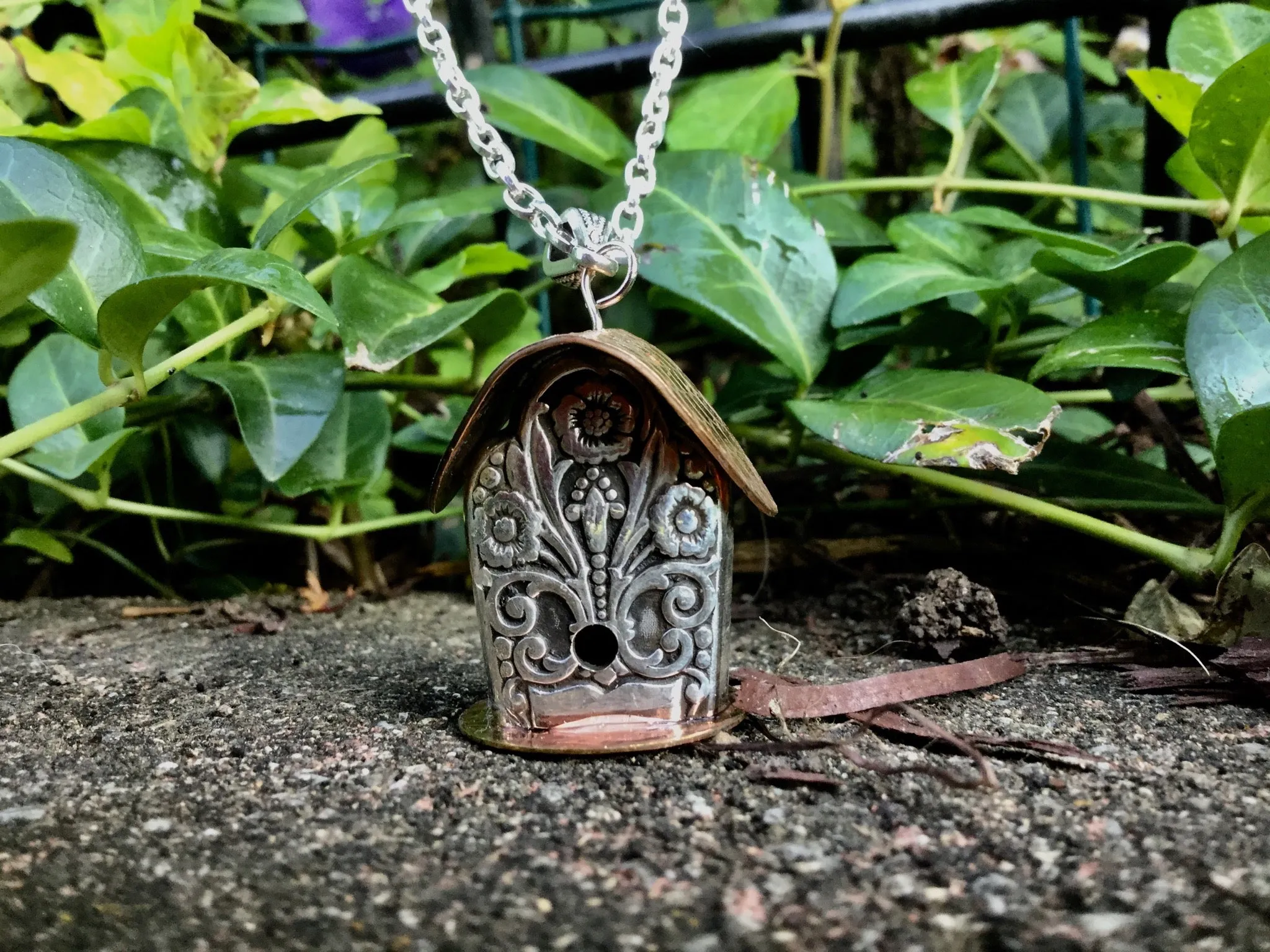 Handmade Bird House Necklace