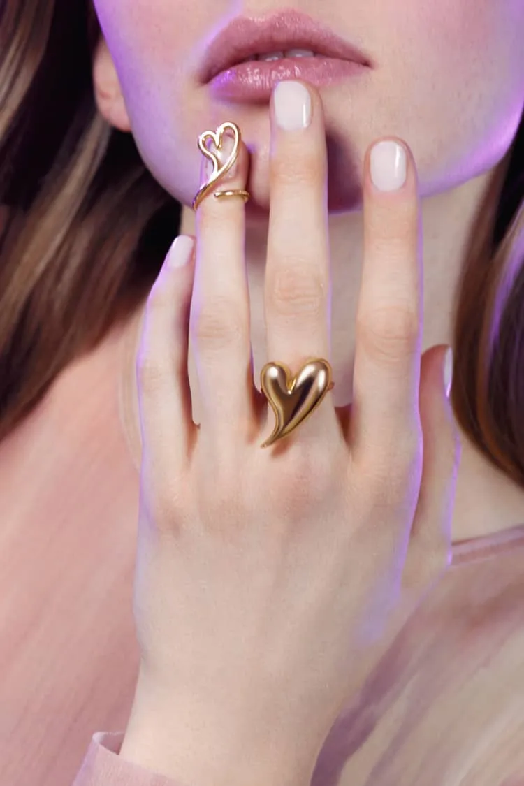 heart shaped love ring in gold