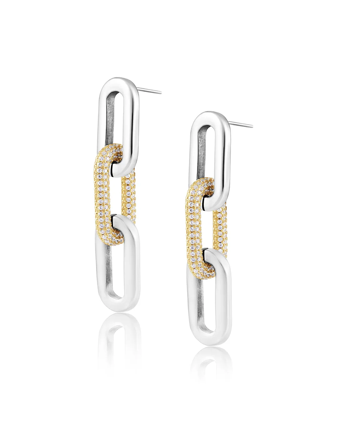 Jenna Pave Earrings, Silver Sterling