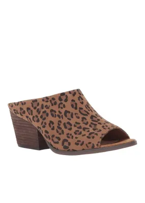 Jerome Peep Toe Heeled Slide in Leopard