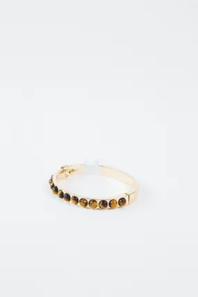 Kara Hinge Bangle Bracelet, Gold/Tigers Eye