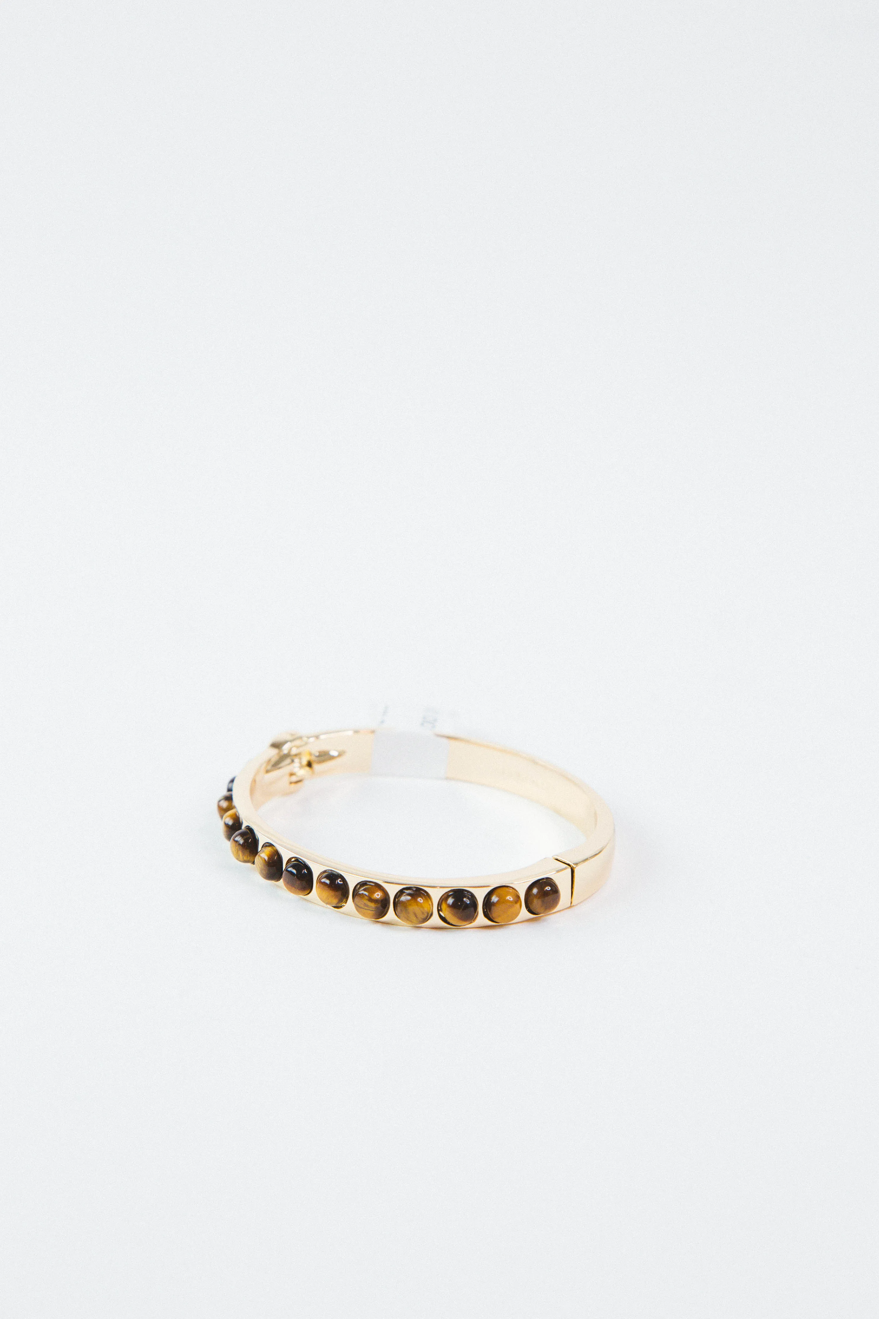 Kara Hinge Bangle Bracelet, Gold/Tigers Eye