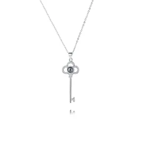 Key CZ Diamonds Necklace with Picture Inside