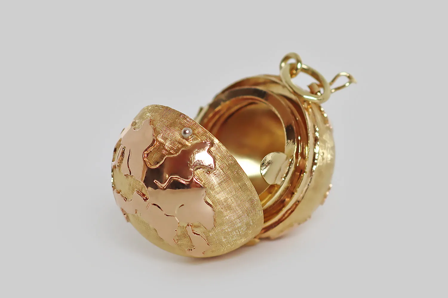 Large Vintage Two-Tone Folding Globe Locket