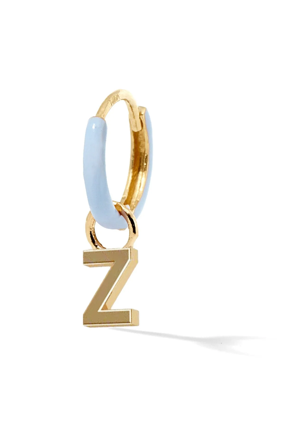 Letter Enamel Huggie - Bleu Clair