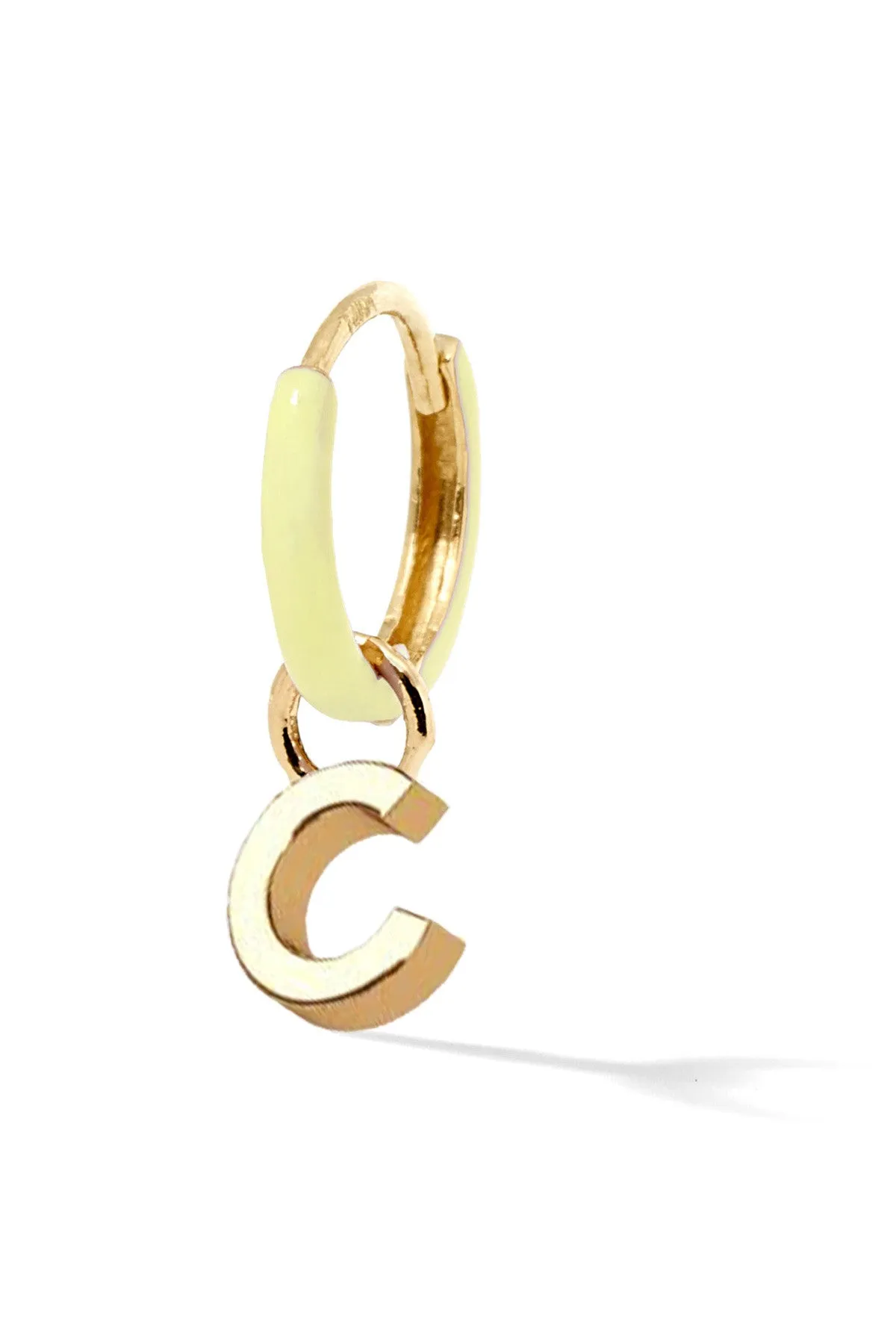 Letter Enamel Huggie - Jaune Clair