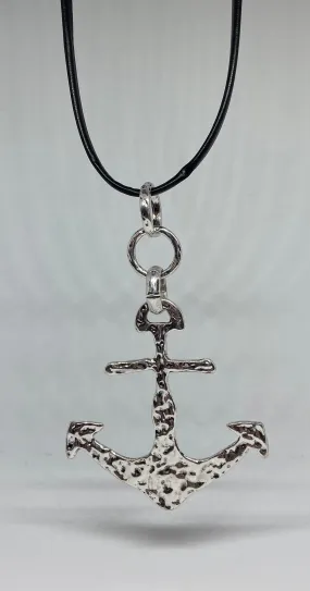 Long Anchor Pendent Necklace