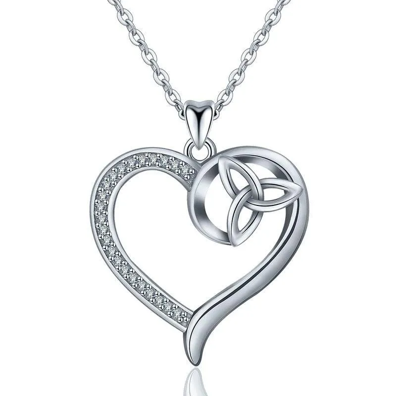 Lovely Heart & Trinity Knot 925 Sterling Silver Charm Pendant