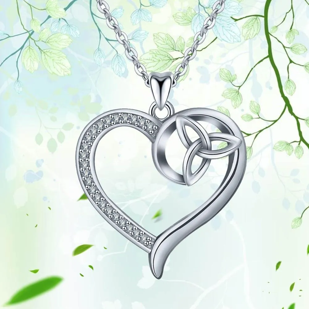 Lovely Heart & Trinity Knot 925 Sterling Silver Charm Pendant