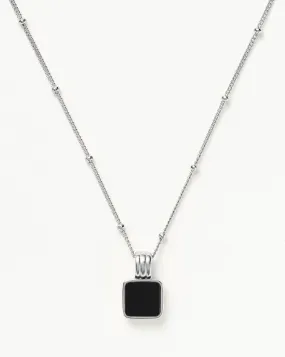 Lucy Williams Square Onyx Gemstone Necklace | Sterling Silver/Black Onyx