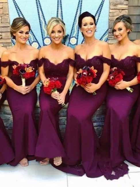 Mermaid Bridesmaid Dresses Off The Shoulder Straps, Bridesmaid Dress, Wedding Party Dress, Dresses For Wedding, NB0033