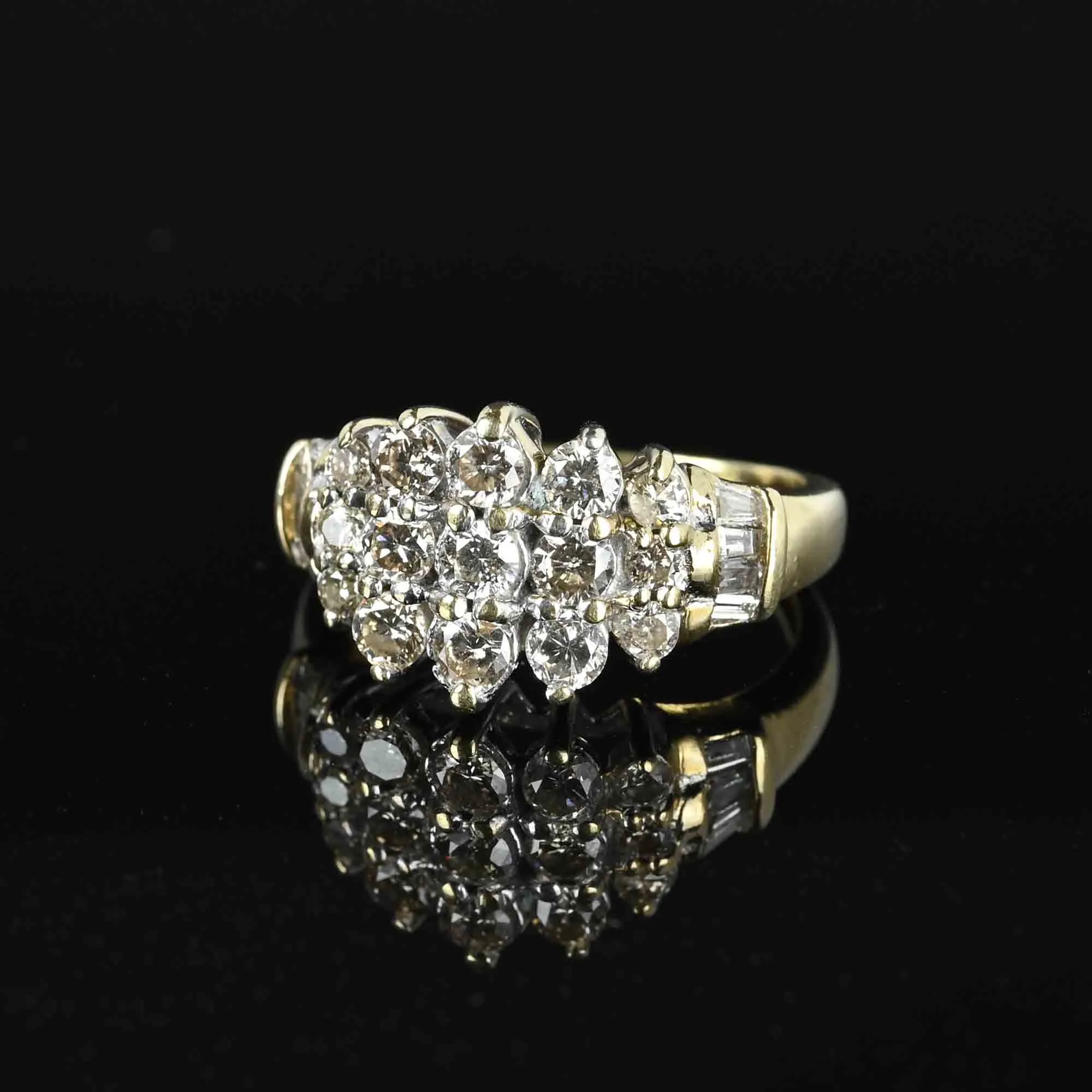 Mid Century .85 Carat Diamond Cluster Ring