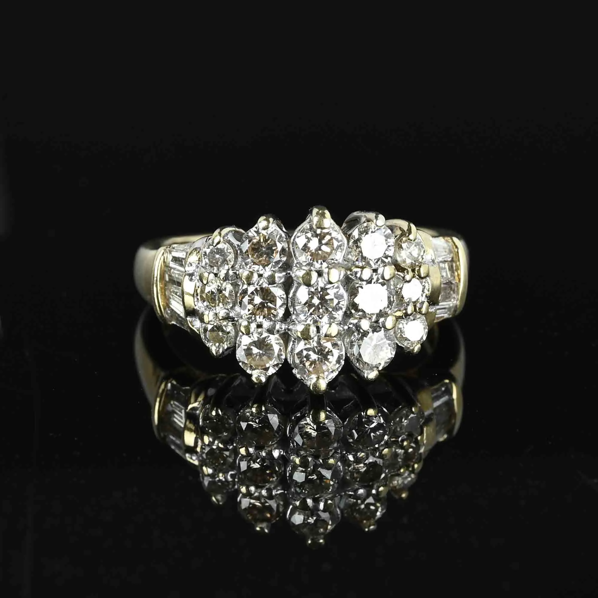 Mid Century .85 Carat Diamond Cluster Ring