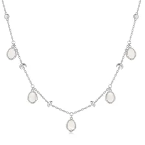 Mother of Pearl Silver Choker - Moon Circle