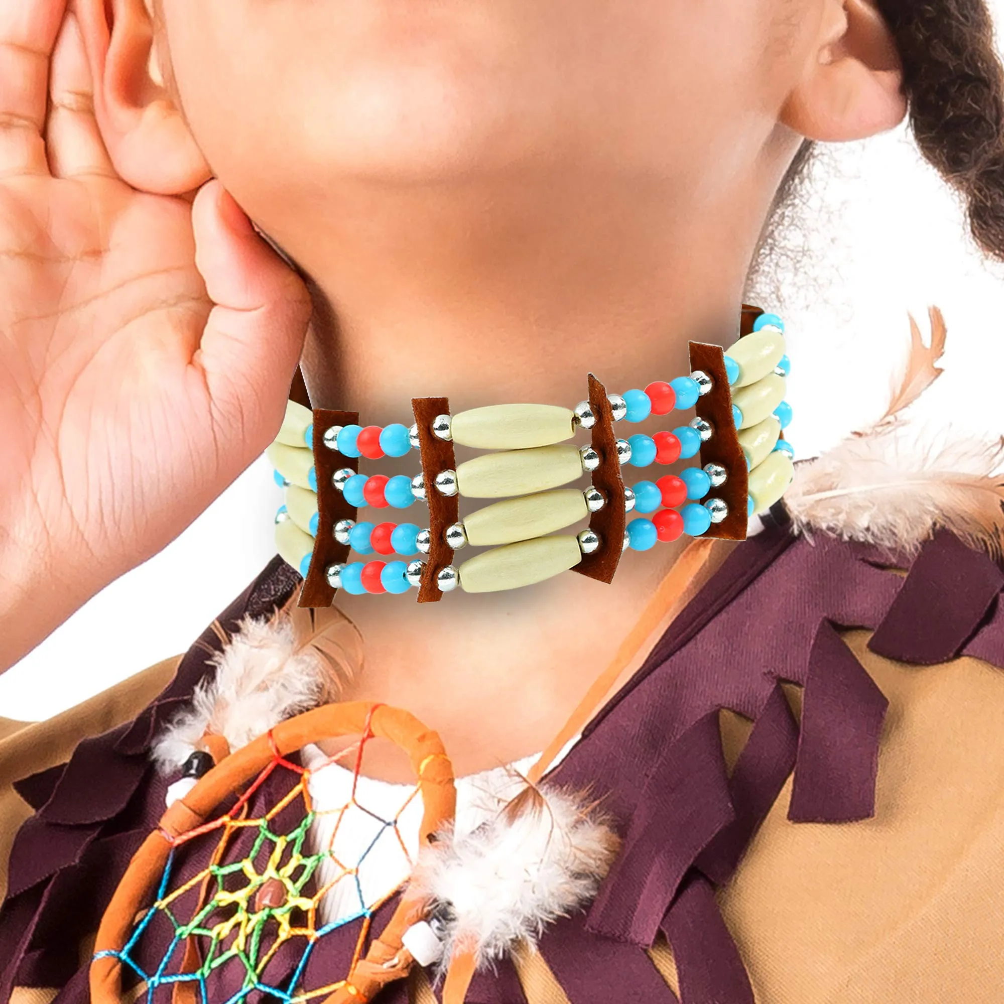 Native American Choker Necklace - Indian Costume Accessories Ethnic Beaded Jewelry