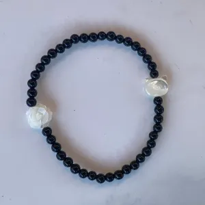 Natural onyx bead Kitty Cat Stretch Bracelet