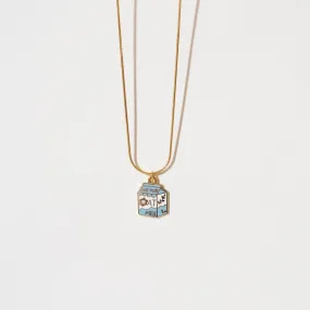 Oat Milk Carton Charm Necklace