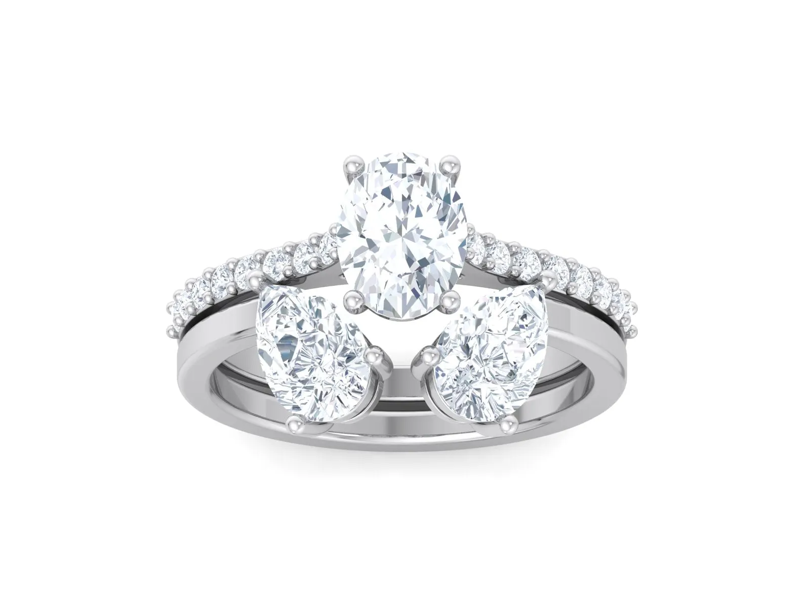 Oval Cut Bridal Set Yellow Gold Moissanite Engagement Ring Set