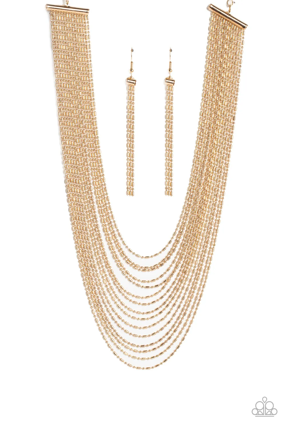 Paparazzi Cascading Chains - Gold Necklace