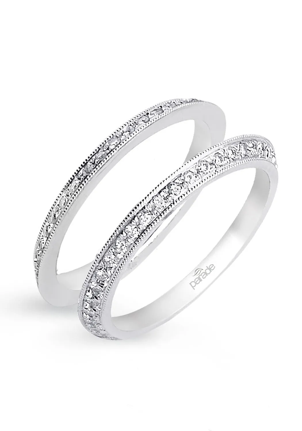 Parade Design Charites Milgrain 2 Piece Diamond Eternity Band Set