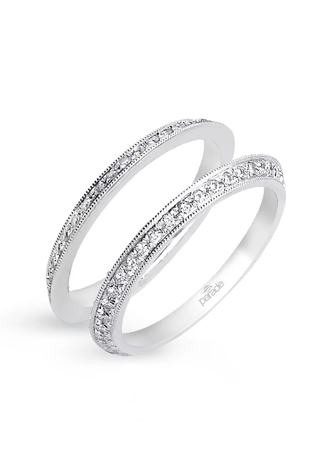 Parade Design Charites Milgrain 2 Piece Diamond Eternity Band Set