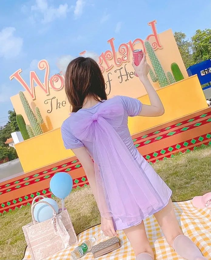 PASTEL PURPLE CUTE RABBIT EMBROIDERY DRESS BY70101