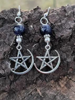 Pentagram Moon Earrings