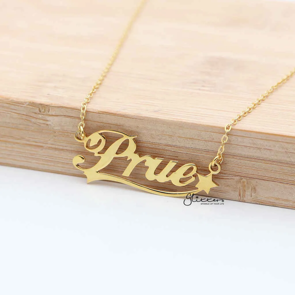 Personalised 24K Gold Plated over Sterling Silver Name Necklace with Decoration