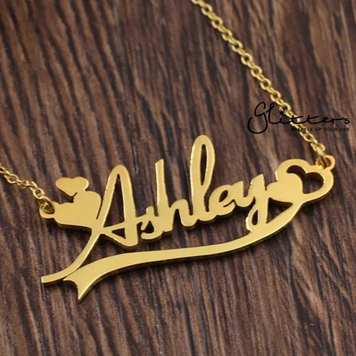 Personalised 24K Gold Plated over Sterling Silver Name Necklace with Decoration