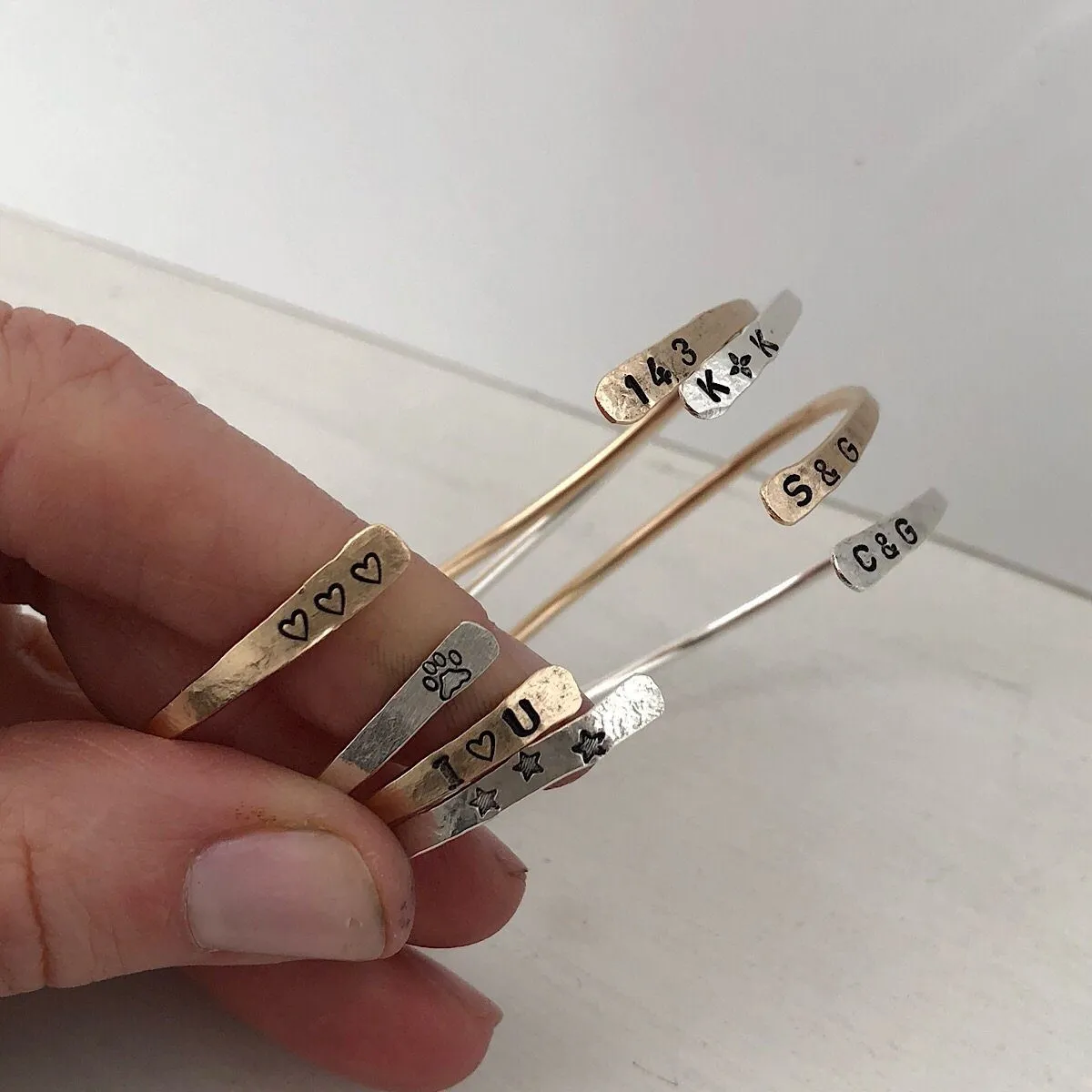 Personalized Open Thin Cuffs