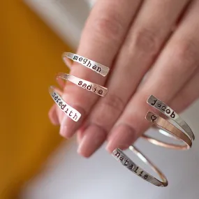 Personalized Open Thin Cuffs