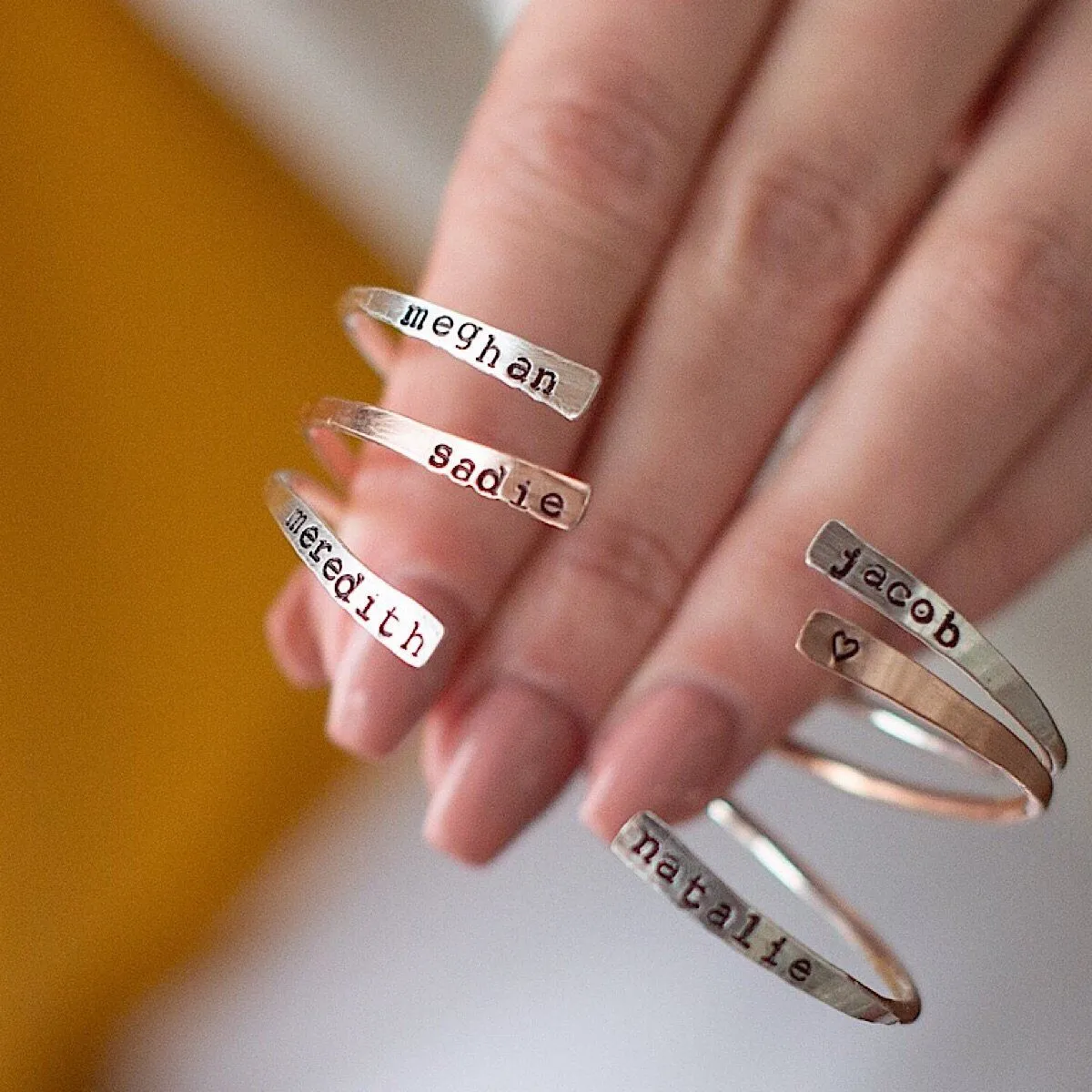 Personalized Open Thin Cuffs