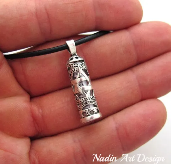 Protect Necklace - Mezuzah Pendant with Scroll