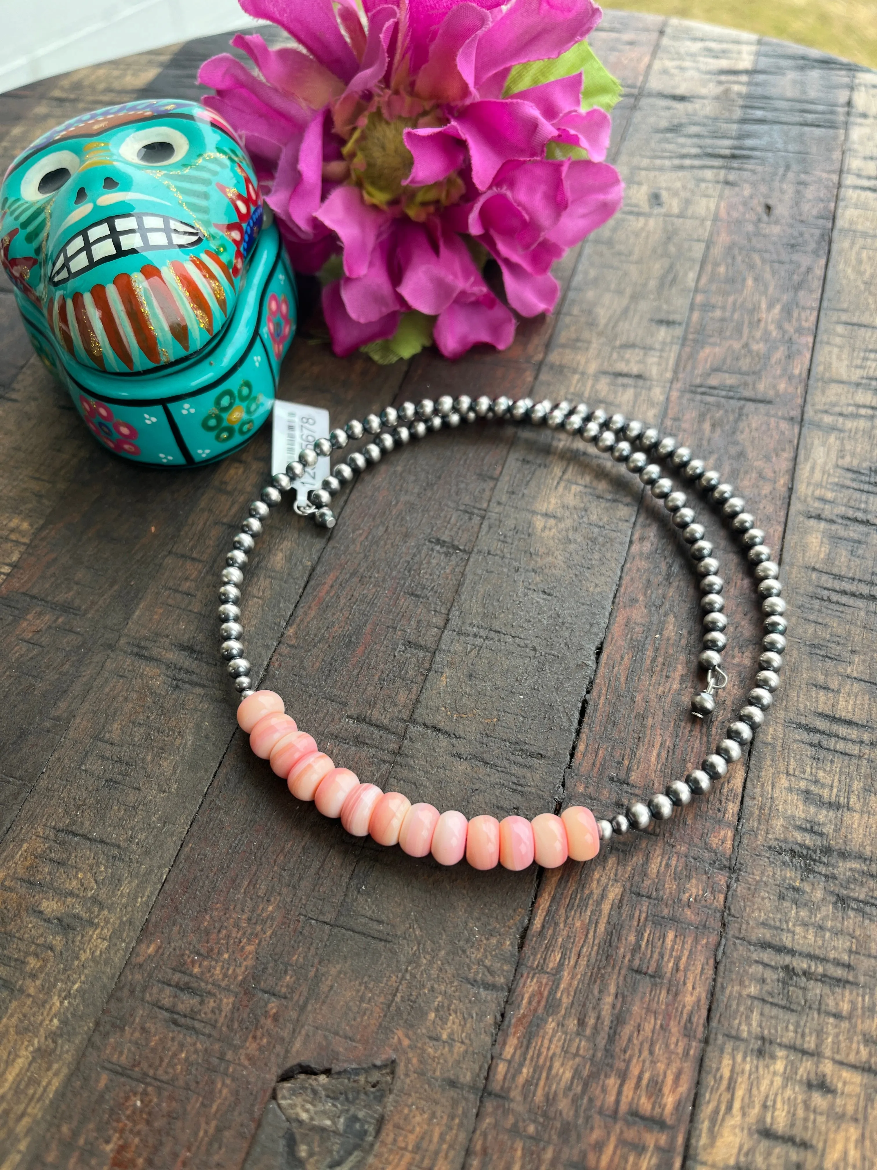 "Cotton Candy" Memory Wire Pearl Choker