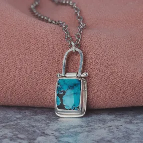 Rectangle Cloud Mountain Turquoise Hinge Necklace