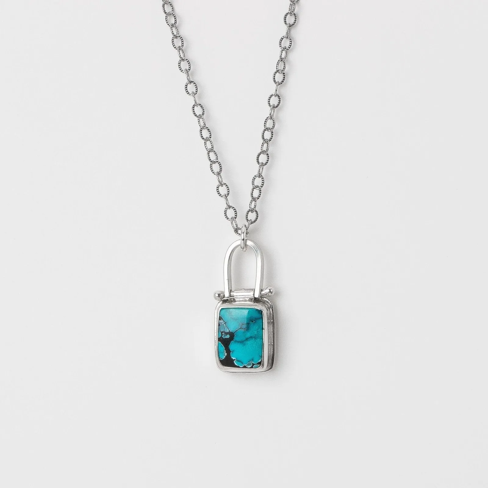 Rectangle Cloud Mountain Turquoise Hinge Necklace