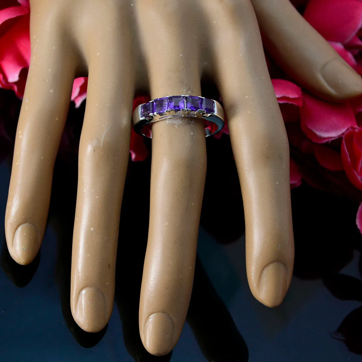 Riyo Dollish Gems Amethyst Sterling Silver Ring Cyber Monday Gift