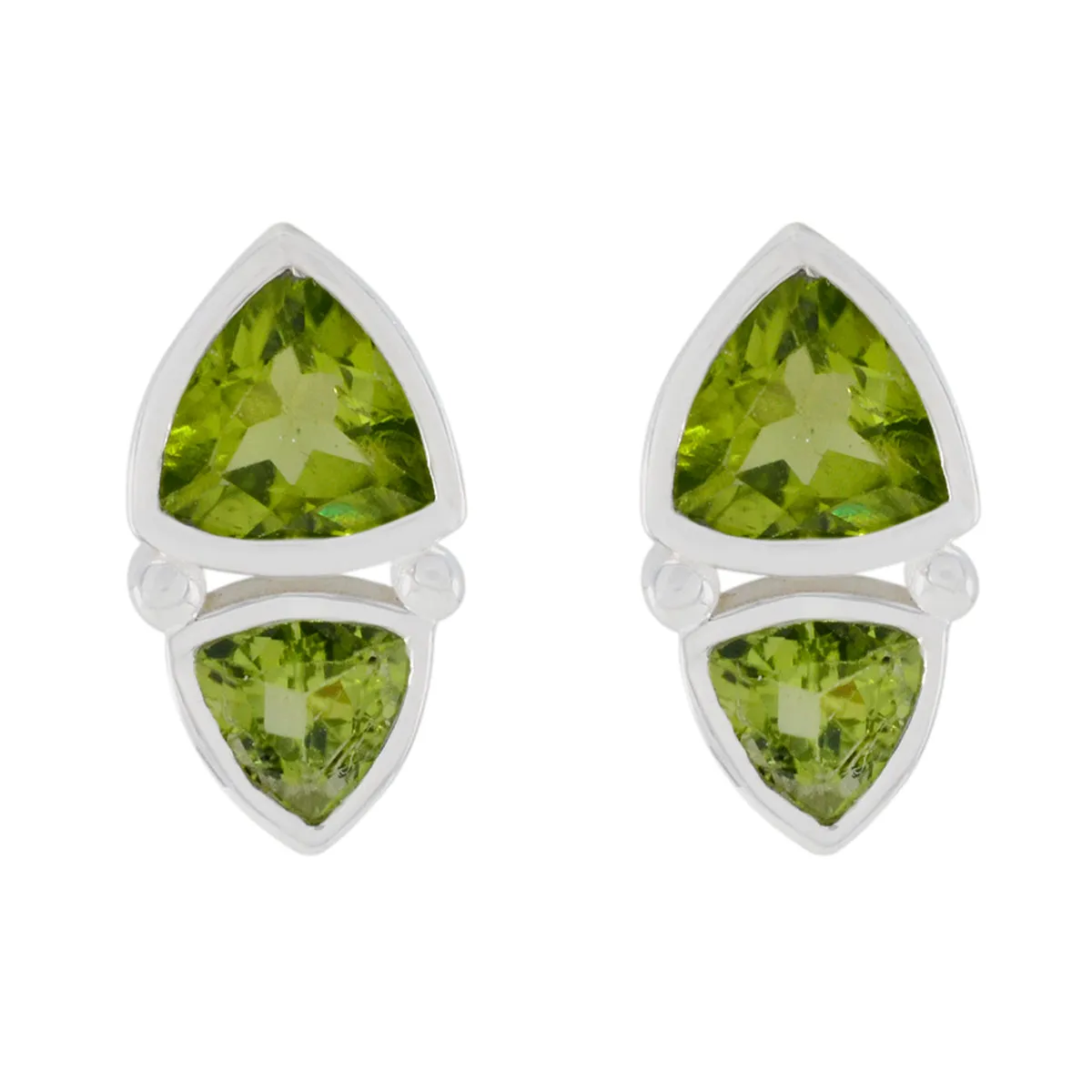 Riyo Fair Sterling Silver Earring For Sister Peridot Earring Bezel Setting Green Earring Stud Earring