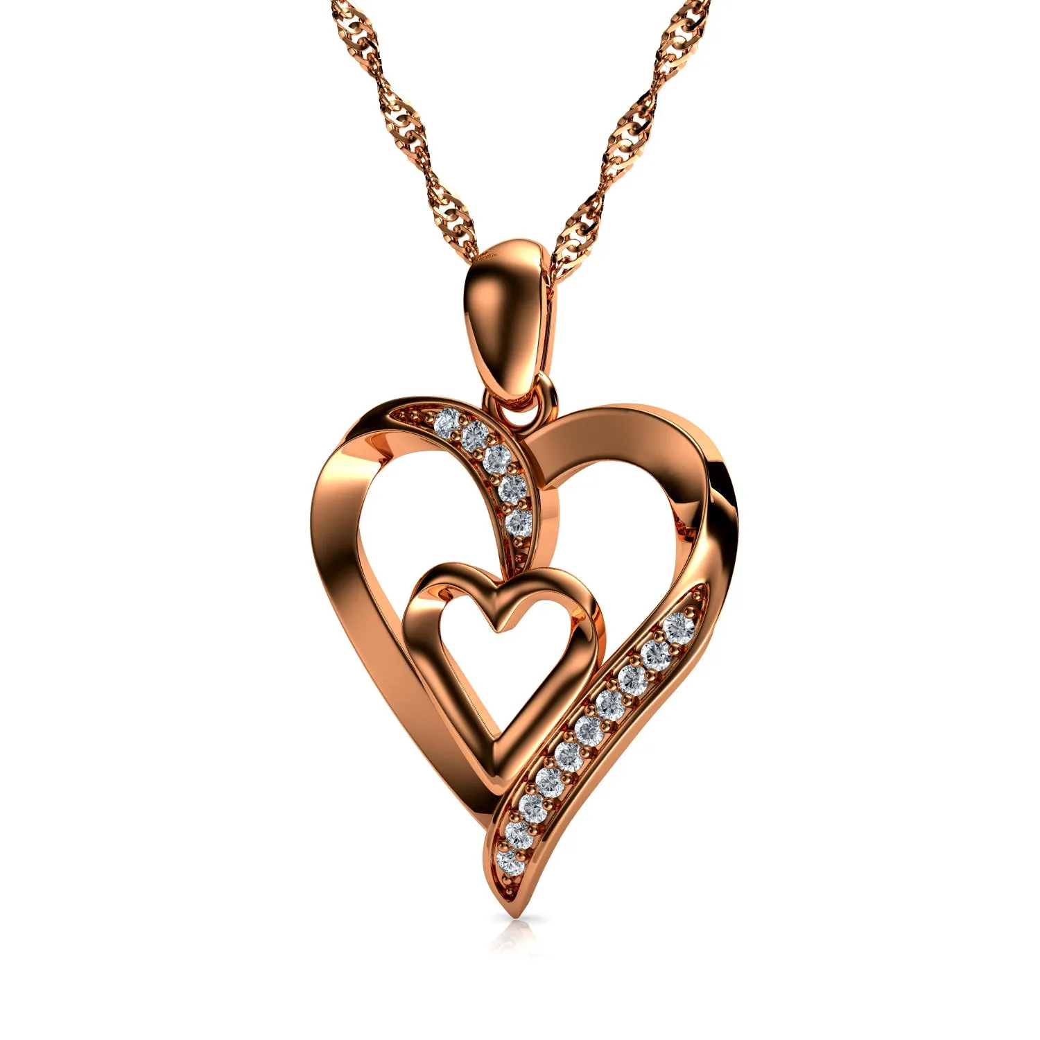 Rose Heart Necklace - 18ct Gold Plated 925 Sterling Silver Dephini