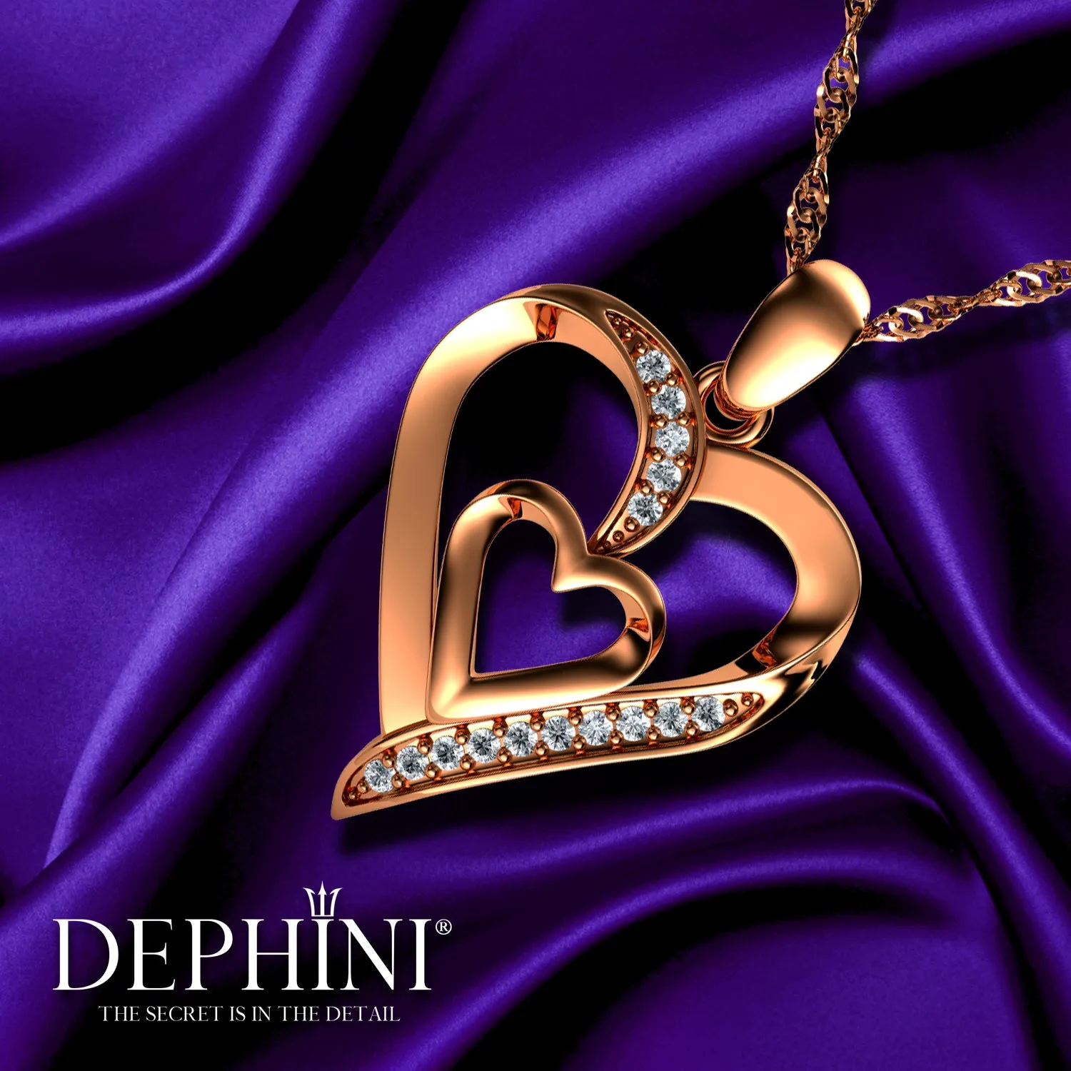 Rose Heart Necklace - 18ct Gold Plated 925 Sterling Silver Dephini