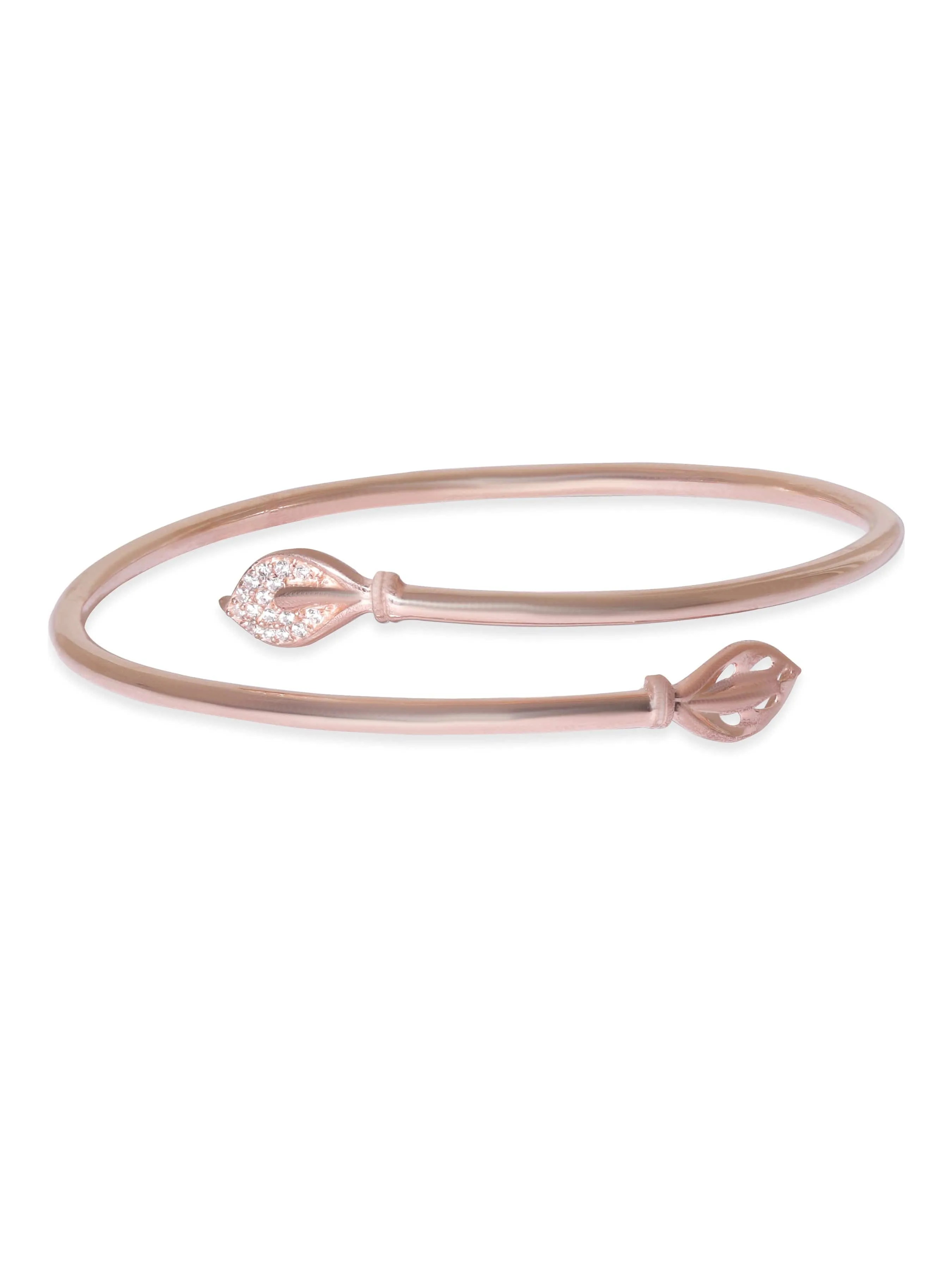 Rubans Silver Rose Gold Plated 925 Sterling Silver Leaf Pattern Adjustable Bracelet