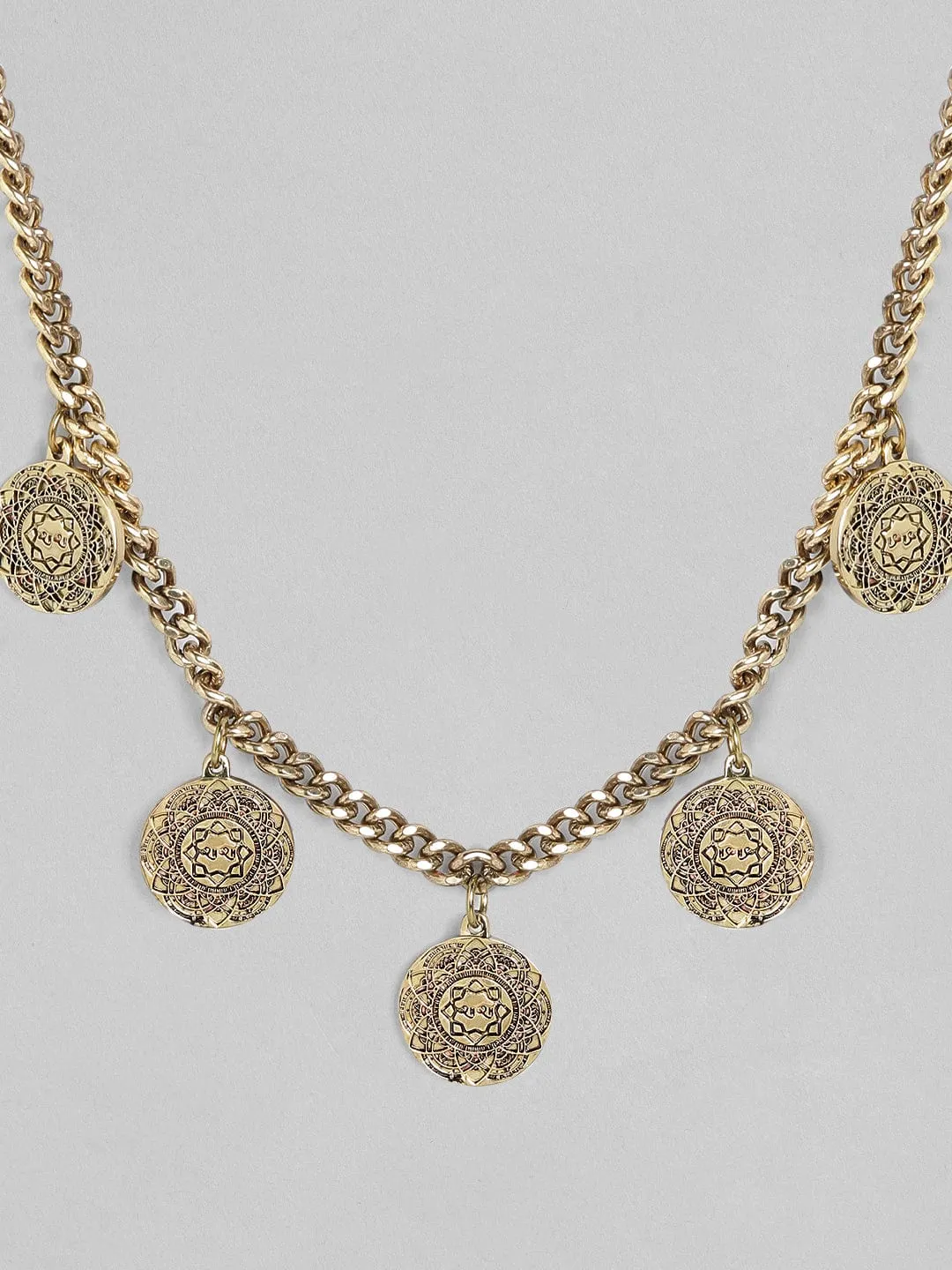 Rubans Voguish Antique Polish Coin Necklace.