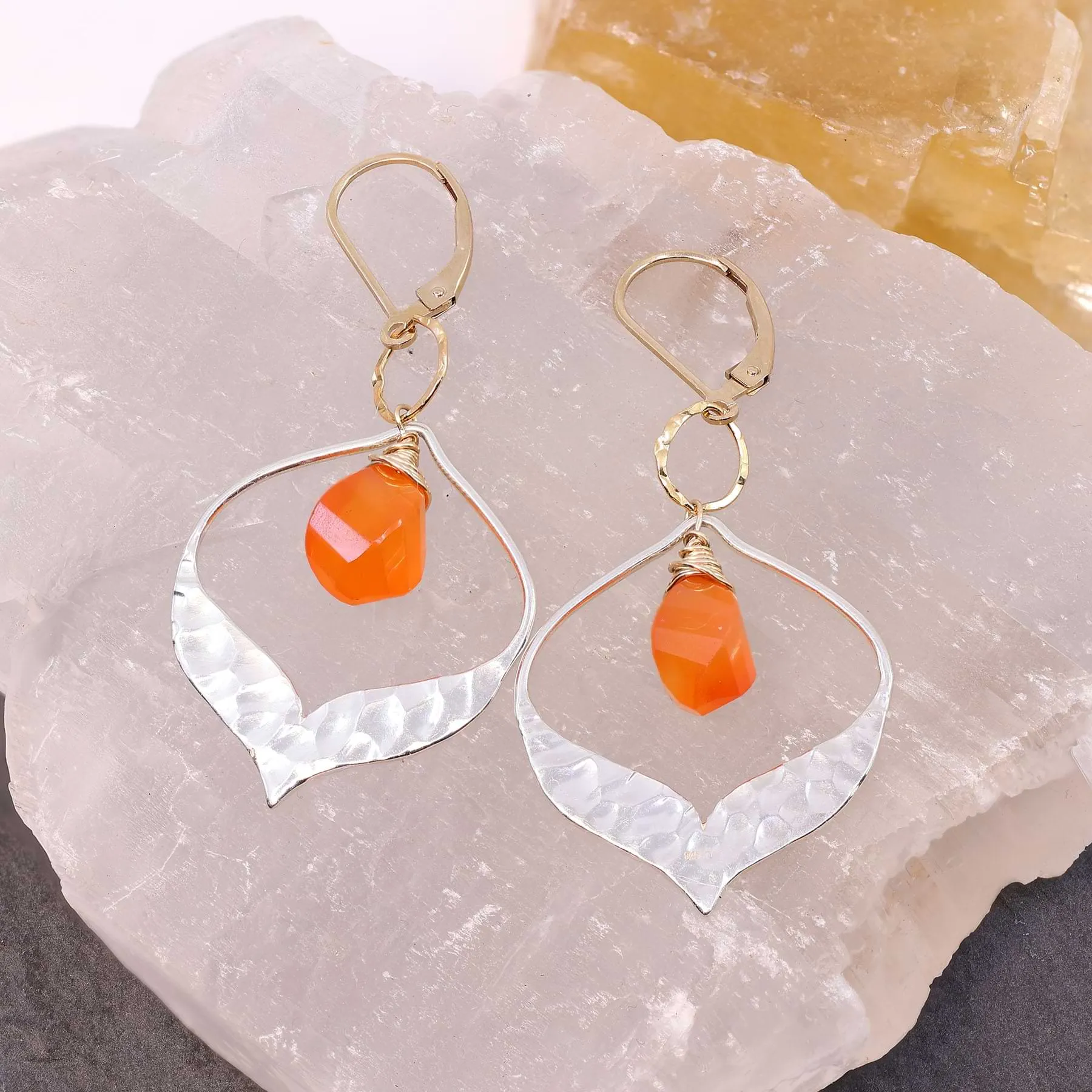 Sacral Chakra - Carnelian Teardrop Chandelier Earrings