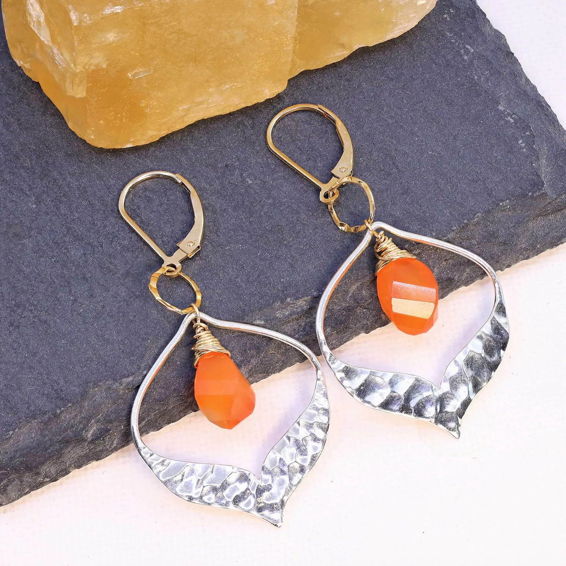 Sacral Chakra - Carnelian Teardrop Chandelier Earrings