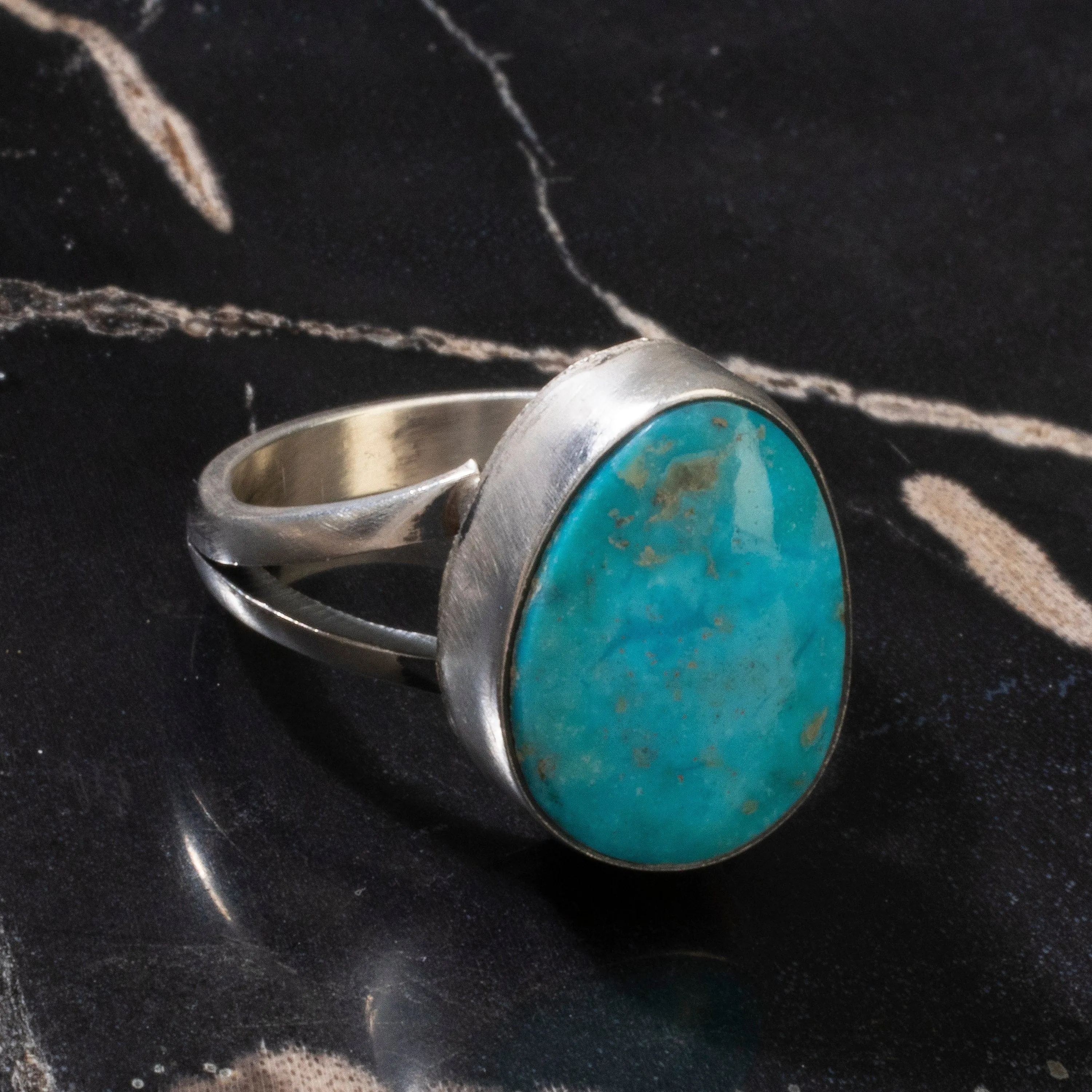 Scott Skeets Blue Ridge Turquoise USA Native American Made 925 Sterling Silver Ring