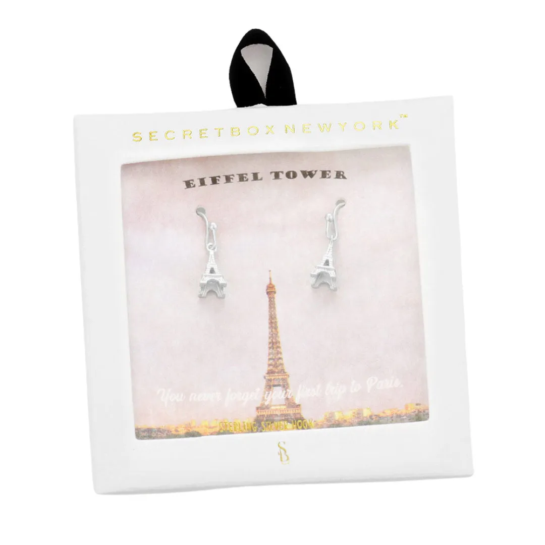 Secret Box Metal Eiffel Tower Dangle Earrings