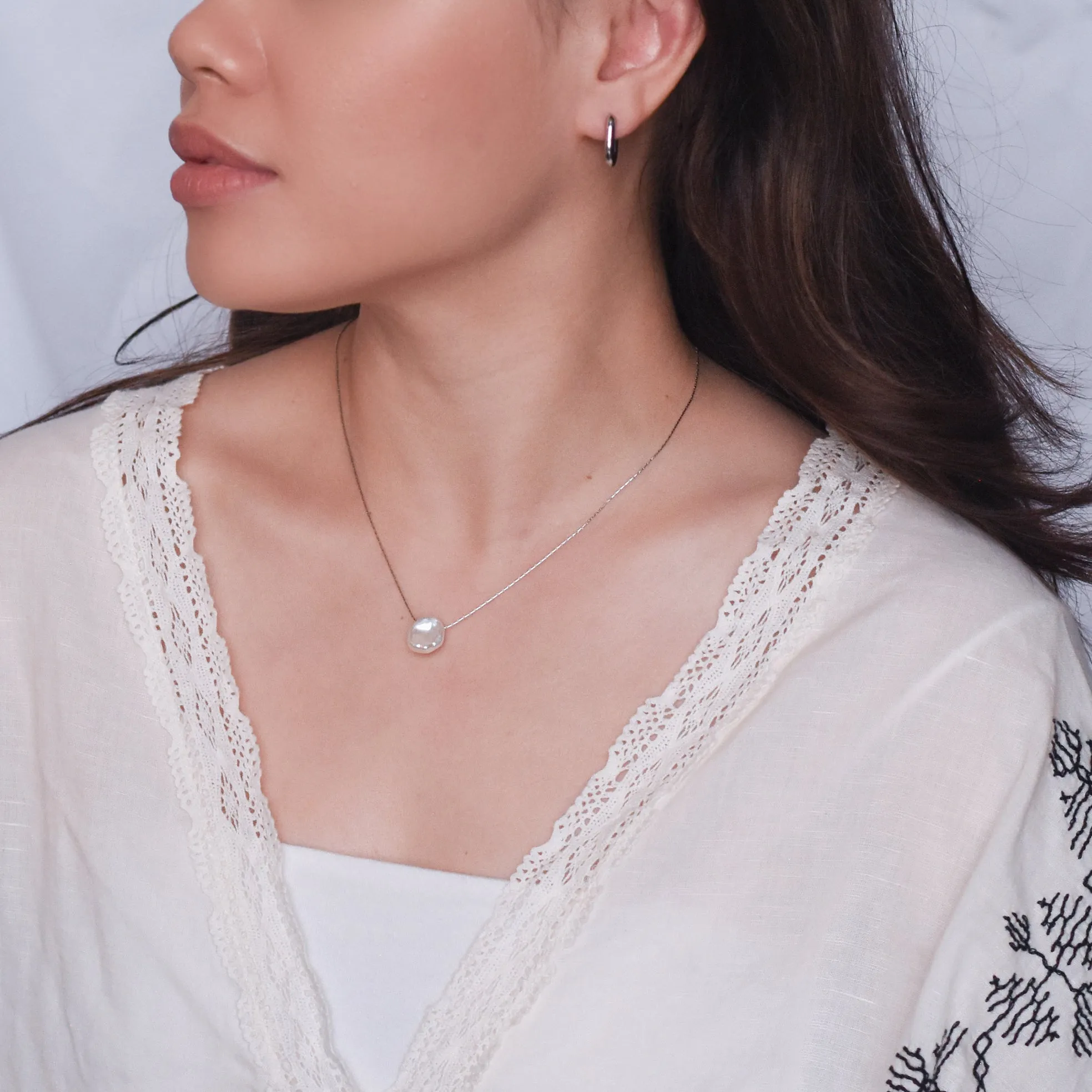 Shyla Faux Pearl Necklace | Silver