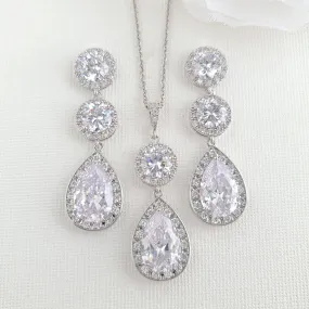 Silver and Cubic Zirconia Bride Jewelry Set- Evita