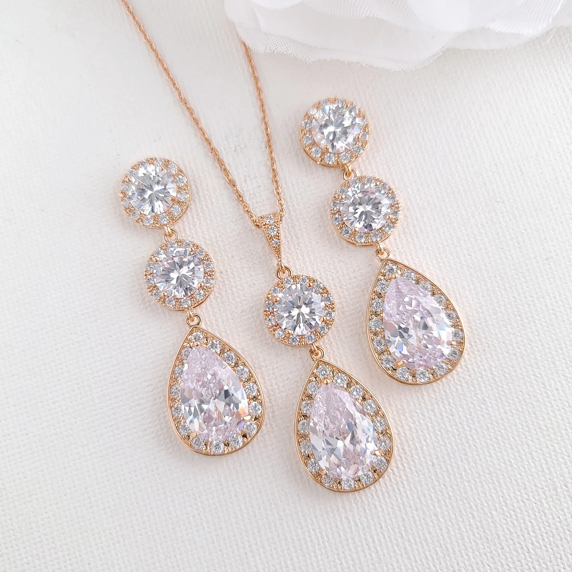 Silver and Cubic Zirconia Bride Jewelry Set- Evita