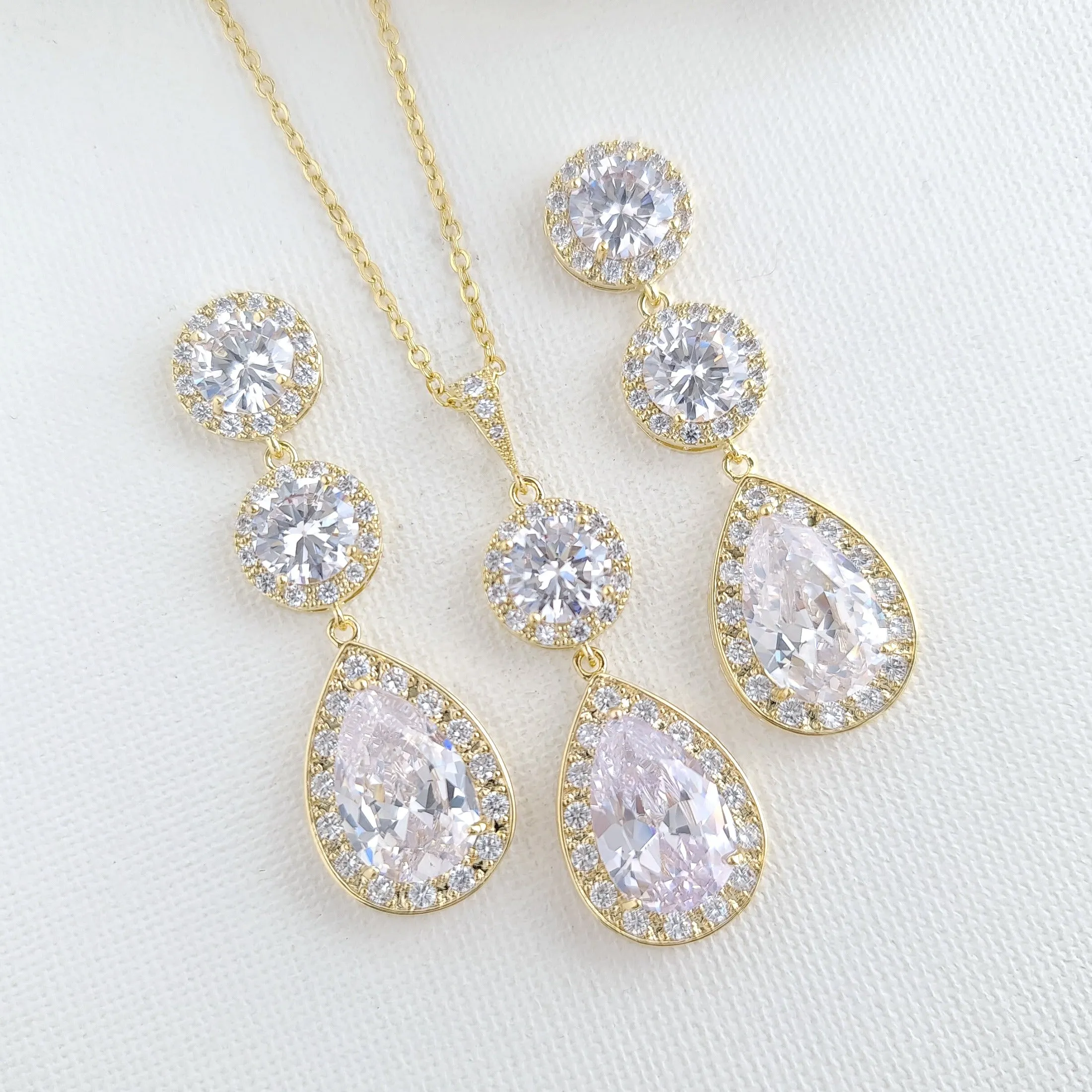 Silver and Cubic Zirconia Bride Jewelry Set- Evita